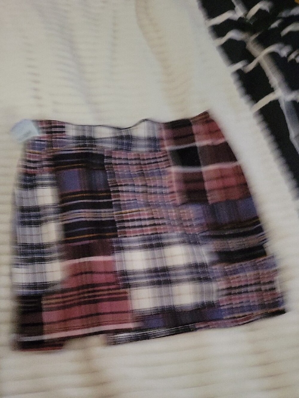 rue21 Patchwork Plaid Mini Skirt in Purple, Pink, Black and White - Picture 4 of 5